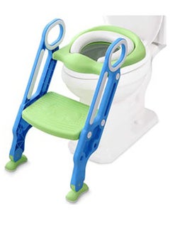 اشتري Potty Training Toilet Seat with Step Stool Ladder for Kids Children Baby Toddler Toilet Training Seat Chair with Soft Cushion Sturdy and Non-Slip Wide Steps for Girls and Boys (Blue Green) في السعودية