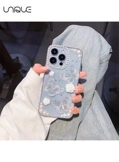 اشتري Compatible with iPhone 15 Pro Max Clear Case 3D Butterfly with Aesthetic Rose Floral  Shiny Girly Phone Case for Women Girls Soft TPU Cover,Clear في السعودية