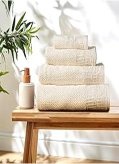 اشتري Cotton Towel model Waffle - color: Cream - 100% cotton - Size: 90 cm x 150 cm - Made In Egypt. في مصر