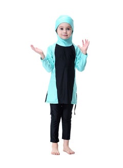 اشتري 2-Piece Hooded Burkini Set Light Blue/Black في الامارات