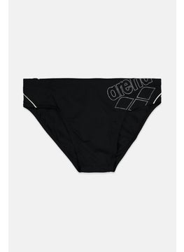 اشتري Men Brand Logo Swimwear Brief, Black and Grey في السعودية