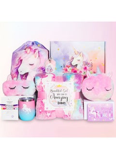 اشتري Beauenty Unicorn Toys for Girls Age 6-10,Unicorn Gift Box Set for Girls,Girl Gifts with Unicorn Blanket Bag Eye Mask and Bracelets,New Year Birthday Children's Day Gifts for Girls﻿ (colourful) في السعودية