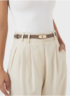 اشتري Statement Buckle Leather Waist Belt في الامارات