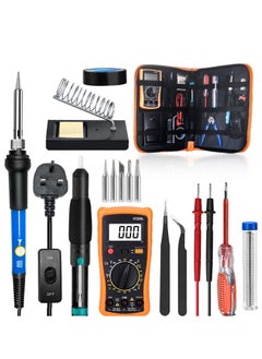 Buy Soldering Iron Kit, 60W Welding Tool with ON/Off Switch Adjustable Temperature knob(200-450℃), Digital Multimeter, Soldering Iron Tips, Desoldering Pump for Electronics Repairing in Saudi Arabia