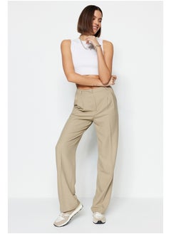 Buy Limited Edition Mink Straight/Straight Cut Pleated Woven Trousers TWOAW23PL00401 in Egypt