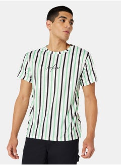 Buy Stripe Relaxed Crew Neck T-Shirt in UAE