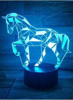 Buy Multicolor New 3D LED Night Light Unicorn Horse R16 Color Changing Desk Lamp USB for Kids Gift Christmas House Ration in UAE