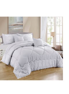 Buy Microfiber Embroidered Soft Quality Comforter Bedding set-King Size 6Pcs 1-PC fitted bedsheet 200 * 200cm,1-PCS Comforter 220 * 240 fixed, 4PCS Super Soft Pillowcases in UAE