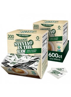 Buy Organic Stevia In The Raw, Plant Based Zero Calorie Natural Sweetener, No Added Flavors or erythritol, Sugar Substitute, Sweetener for Coffee, Hot & Cold Drinks, Non-GMO, Vegan, Gluten-Free, 300 Count Packets (Pack of 2) in UAE