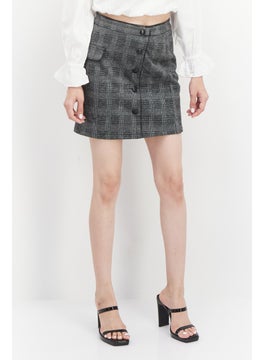 اشتري Women Plaid Mini Skirt, Black Combo في الامارات