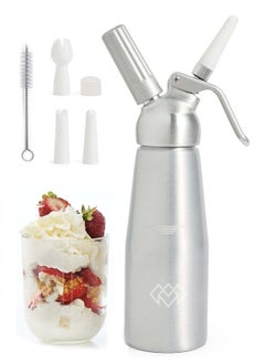 اشتري Whipped Cream Dispenser, Aluminium Cream Whipper with 3 Decorating Nozzles 500ML Cream Charger Dispenser for Cake Cheese Dessert في الامارات