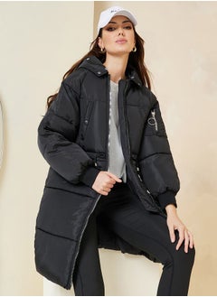 اشتري Oversized Knee Length Hooded Padded Coat في السعودية