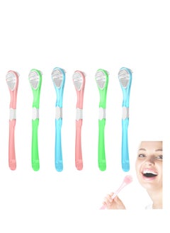 اشتري Adult Tongue Scraper and Cleaning Brush Double-Sided Soft Coating Portable Food-Grade Oral Massage 3-Color 6 Pack في الامارات