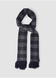 Buy Double Face Solid & Plaid Check/Carreau/Stripe Pattern Wool Winter Scarf/Shawl/Wrap/Keffiyeh/Headscarf/Blanket For Men & Women - Small Size 30x150cm - P02 Navy Blue in Egypt