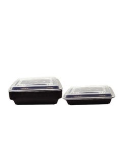 Buy Microwave Container Rectangular 32 Ounce With Lid Black Pack of 12 Pieces in UAE