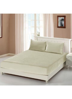 Buy 2-Piece Classic Cotton Twin Fitted Bedsheet Set Cream 5 x 30 x 25 cm CN T2PCFTDS-BGED in Saudi Arabia