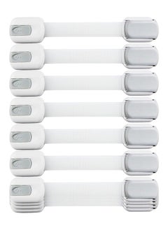 اشتري Child Safety Strap Locks (10 Pack) Baby Locks for Cabinets and Drawers, Toilet, Fridge & More. 3M Adhesive Pads. Easy Installation, No Drilling Required, White/Gray في السعودية