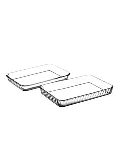 Buy Rectangular Glass Ovenware Set 1900 ml 33.6x21.6x3.9 cm & 3800 ml 40x27x5 cm in UAE