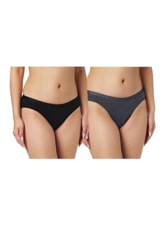 Buy Jockey 1525 Women Medium Coverage Super Combed Cotton Mid Waist Bikini with Exposed Waistband and StayFresh Treatment Pack of 2 in UAE