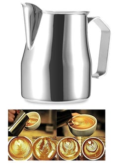 Milk Frothing Pitchers with Integrated Thermometer,Latte Art Jug Stainless  Steel Creamer Temperature Espresso Steaming Pitchers 20 oz (600 ml)