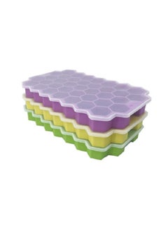 Buy Honeycomb Reusable Ice Molds Cubes Tray Bundle 3 Pack Silicone Small Ice Cube Tray with Cover Honeycomb Ice Ball Mold For Ice Making in UAE