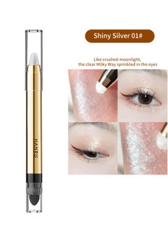 اشتري Eyeshadow Stick Double End Metallic Shimmer Highlighting Soft Pigmented Shiny Waterproof Longlasting Eye Shadow Pencil for Women 1Pcs في السعودية