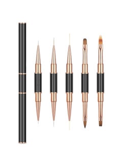 Buy Double-Ended Acrylic Nail Art Brushes Set, 5pcs Gel Polish Nail Art Design Pen Painting Tools Nail Art Liner Brush, and Nail Dotting Pen for Acrylic Application Salon at Home DIY Manicure (Rose Gold) in UAE