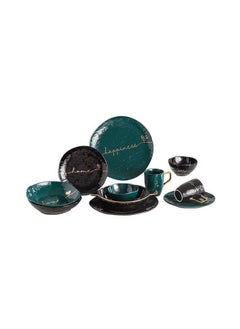 Buy 31-piece dinner set, thermal porcelain, black-green, 022800030 in Egypt