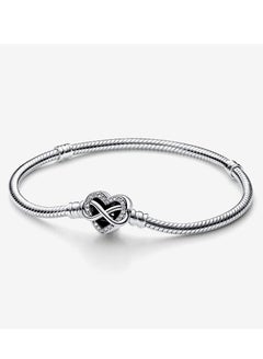 Buy Pandora Moments Sparkling Infinity Heart Clasp Snake Chain Bracelet for Women in UAE