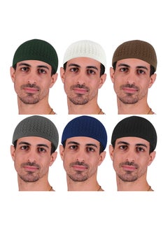 اشتري 6 Pieces Brimless Hats for Men and Women Docker Hat Casual No Brim Hat Visor-Less Flip Hat Sailor Skullcap Buckle Knit Kufi Hat Under Helmet Beanie Hats في الامارات