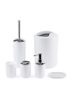 Buy 6-Piece Plastic Bathroom Set Accessories (White) in UAE