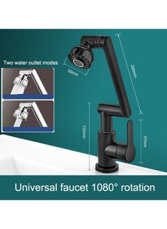 Buy 1080° Kitchen Bathroom Faucet with 360° Rotating Water Outlet 2 Effluent Ways Of Water, Swivel Sink Faucet High Arc Built to Last,Swivel Mixer Deck Mount Splash Resistant Shower Black in Saudi Arabia