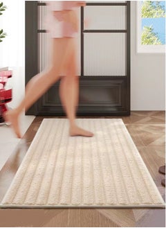 Buy 1-Piece Bathroom Non-slip Rug Shower Absorbent Mat Beige 60x40 Centimeter in UAE