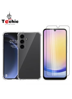 Buy Samsung Galaxy A25 Case and Screen Protector Combo Pack 2 in 1 - Transparent TPU Bumper Case with HD Tempered Glass Screen Protector in Saudi Arabia