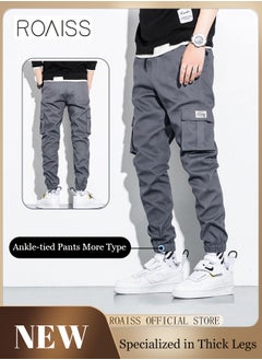 Buy Men's Cargo Pants Casual Pants with Elastic Drawstring Suitable for Various Body Types Simple and Trendy in Saudi Arabia