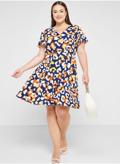 Buy Printed Fit & Flare Dress in Saudi Arabia