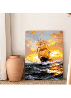 Buy DIY Oil Painting on Canvas Paint Manual Filling by Number Kit Sunset Pattern Multicolour in UAE