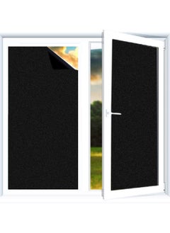 اشتري Blackout Self Adhesive Window Film, Frosted Glass Sticker Privacy Vinyl Blinds Decorative Opaque Static Cling Anti-UV Light Blocking Black (45 * 200) في الامارات