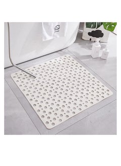 Buy Non-Slip Bath Mat, Soft TPE Shower Mat with Suction Cups and Drain Holes, Bathroom Anti-Slip Mat for Shower, Bathtub (53 * 53cm, White) in UAE