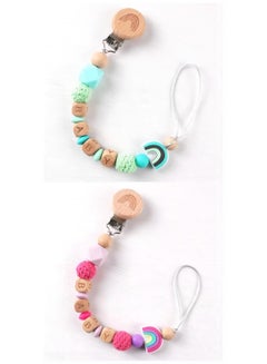 Buy 2-Piece Baby Eco-Friendly Anti-Drop Pacifier Clip Retaining Chain for Children in UAE