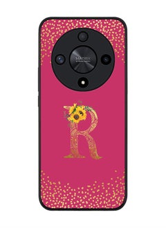 Buy Rugged Black edge case for Honor X9b Case Cover- Custom Monogram Initial Letter Mandala Floral Pattern Alphabet- R (Deep Pink rose) in UAE