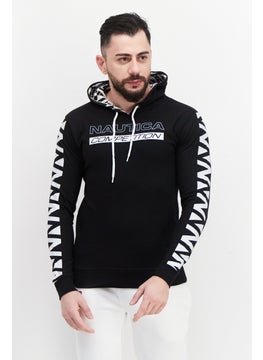 اشتري Men Hooded Long Sleeve Graphic Print Sweatshirt, Black في الامارات