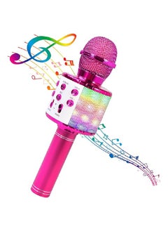 Buy 4 in 1 Karaoke Wireless Speaker With LED Lights, Portable Microphone For Kids Portable Handheld Karaoke Wireless Microphone With Bluetooth Speaker Karaoke Microphone WS-858L Pink in UAE