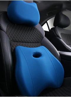 اشتري Tycom Seat Cushion for Office and Car Seat Lumbar Support Pillow Chair Memory Foam Seat Cushion for Sciatica Back Support Pillow Chair Pads Reduce Tailbone Pressure Blue. في الامارات