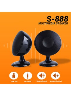Buy Kisonli 2-Piece USB Input Portable Mini Speaker Set Model Number S-888 Black For Computer And Mobile in Saudi Arabia
