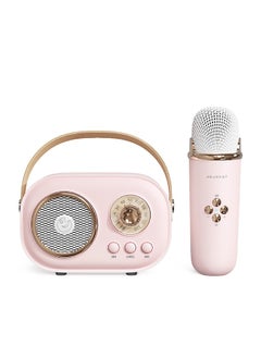 Buy C20 PLUS Mini Wireless BT Audio Home Singing Karaoke Integrated Microphone Speaker Stereo Home KTV Set Handsfree Call Pink in UAE