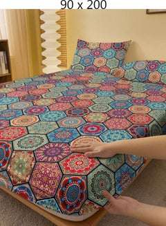 اشتري شرشف سرير مفرد أزرق 90x200 سم بدون غطاء وسادة في السعودية