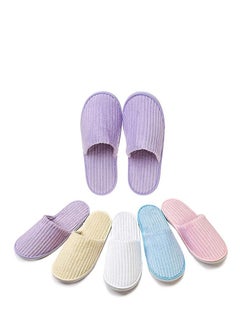 اشتري 5 Pairs SPA Slippers  Disposable Slippers Thick Soft Cotton Velvet Hotel Slippers for Home Travel Wedding Fits Most Men and Women في السعودية