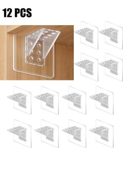 Buy 12 Pcs Large Self Adhesive Cabinet Shelf Support Non Marking Adhesive Layer Plate Holder Punch Free Transparent Shelf Pegs for Shelves Brackets Holders for Cupboard Bookshelf Closet Furniture 7*7CM in Saudi Arabia