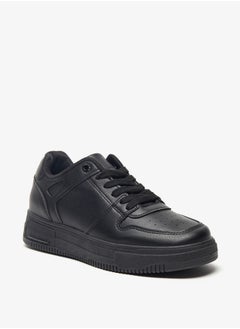 Buy Solid Low Ankle Sneakers with Lace-Up Closure in Saudi Arabia